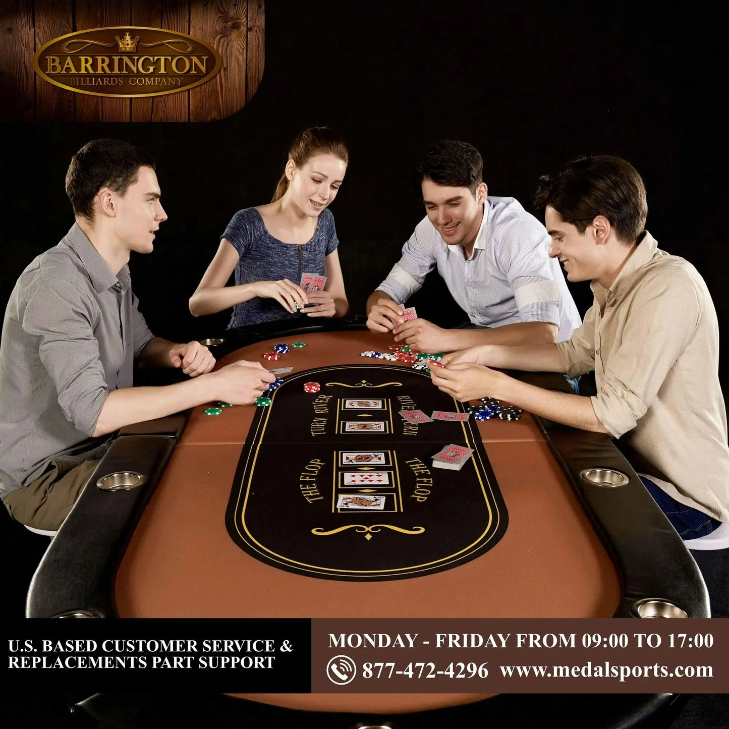10-Player Poker Table, No Assembly Required, by Barrington Billiards Company