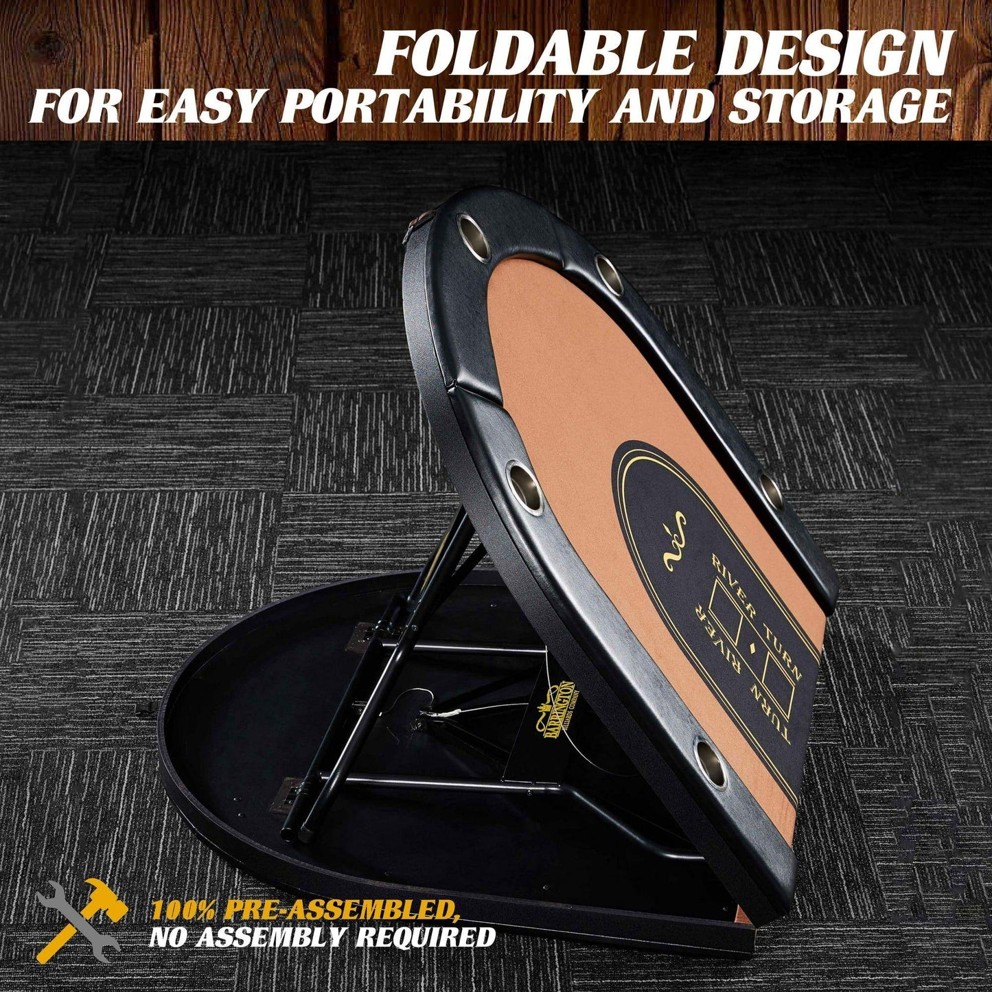 10-Player Poker Table, No Assembly Required, by Barrington Billiards Company