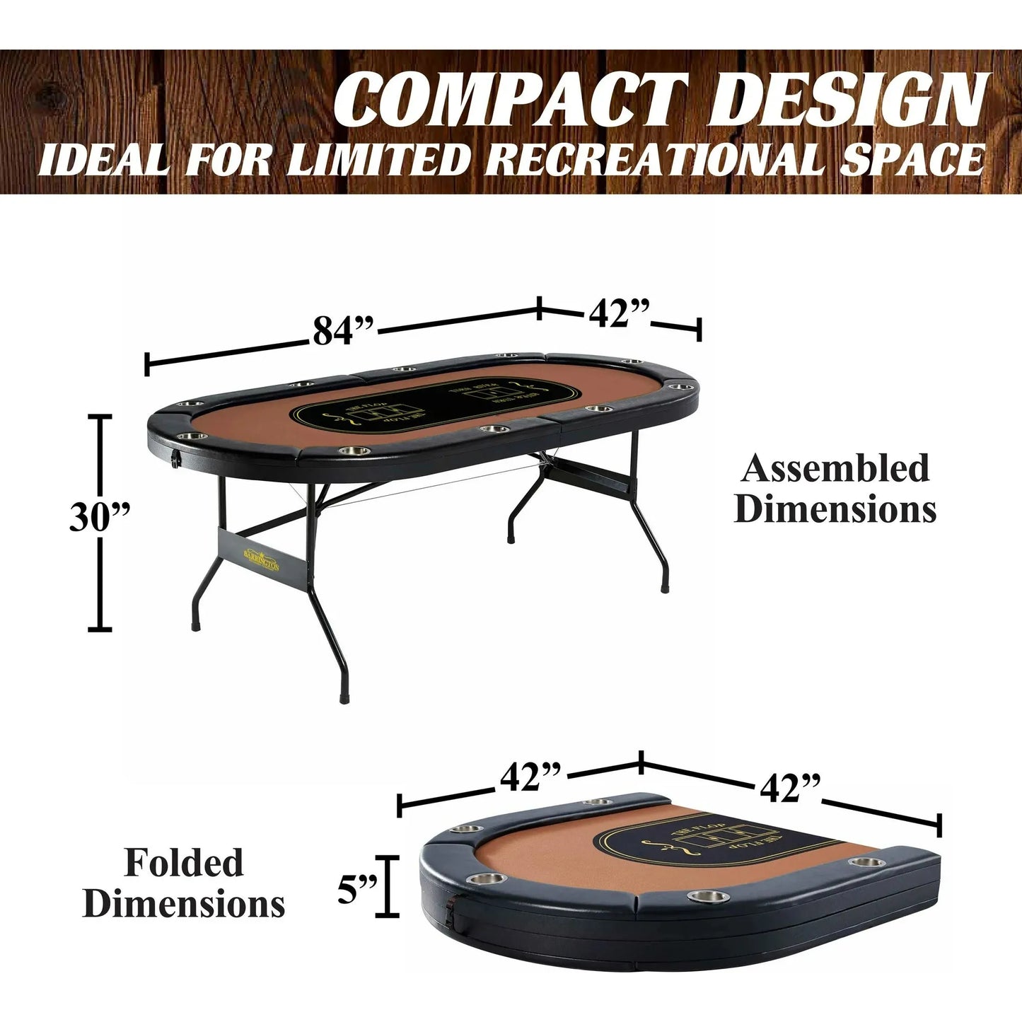 10-Player Poker Table, No Assembly Required, by Barrington Billiards Company
