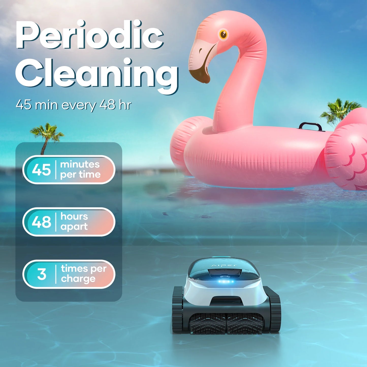 AIPER Scuba N1 Robotic Pool Vacuum Cleaner, Cordless, 2 Extra Brushes, For Inground Pools