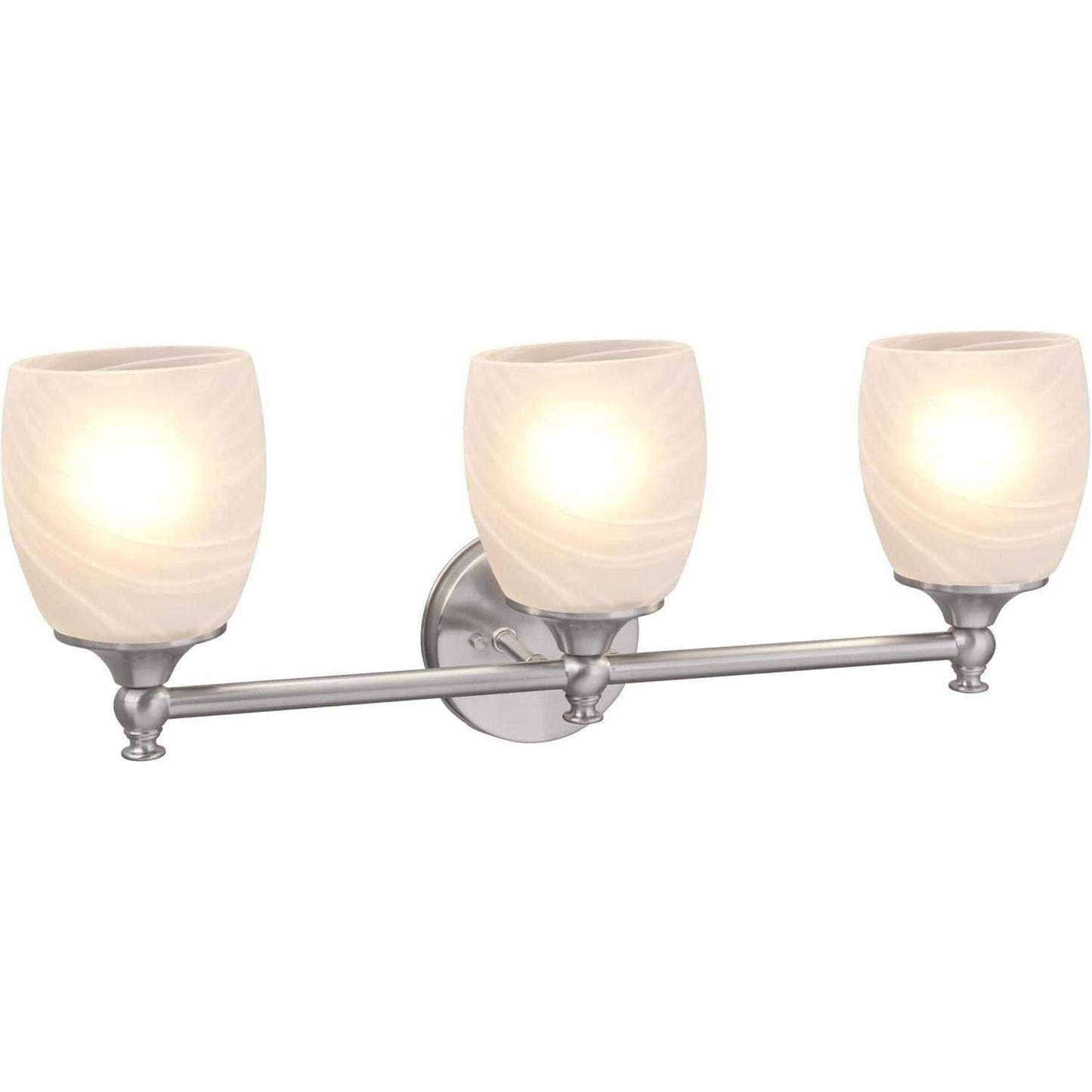 Aspen Creative 62143, Three, 22" Wide, Transitional Design in Brushed Nickel with Faux Alabaster Glass Shade Metal Bathroom Vanity Wall Light Fixture, 3 Light