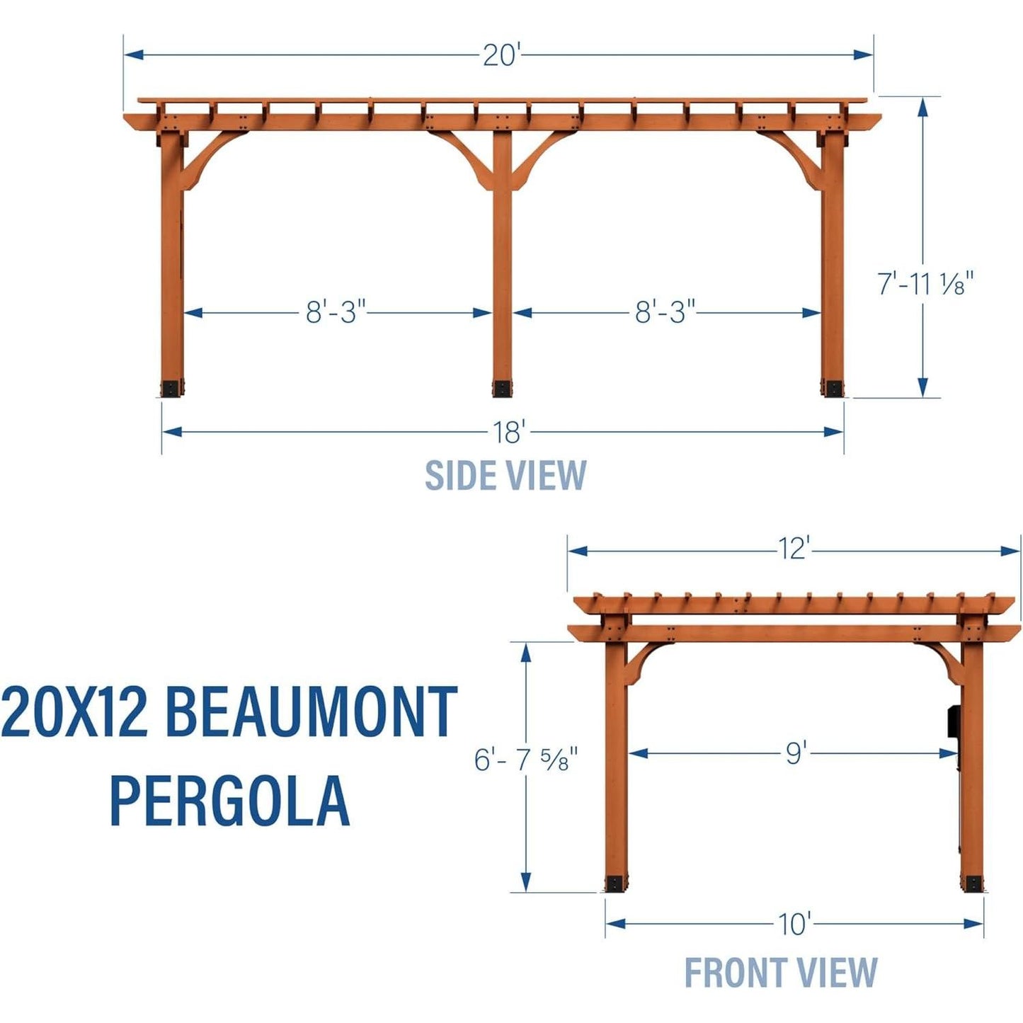Backyard Discovery Beaumont 20x12 ft All Cedar Wood Pergola, Durable, Quality Supported Structure, Snow and Wind Supported, Rot Resistant, Backyard, Deck, Garden, Patio, Outdoor Entertaining