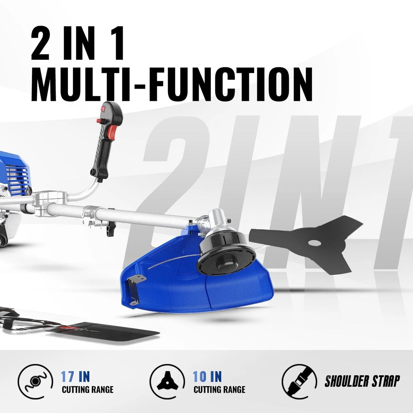 Wild Badger Power String Trimmer/Edger/Brush Cutter 52cc 18" Gas Weed Eater/Wacker