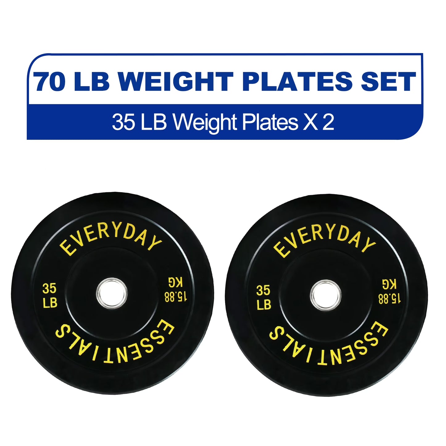 BalanceFrom 70 lb Olympic Rubber Bumper Weight Plate Set with 2” Steel Hub Inserts