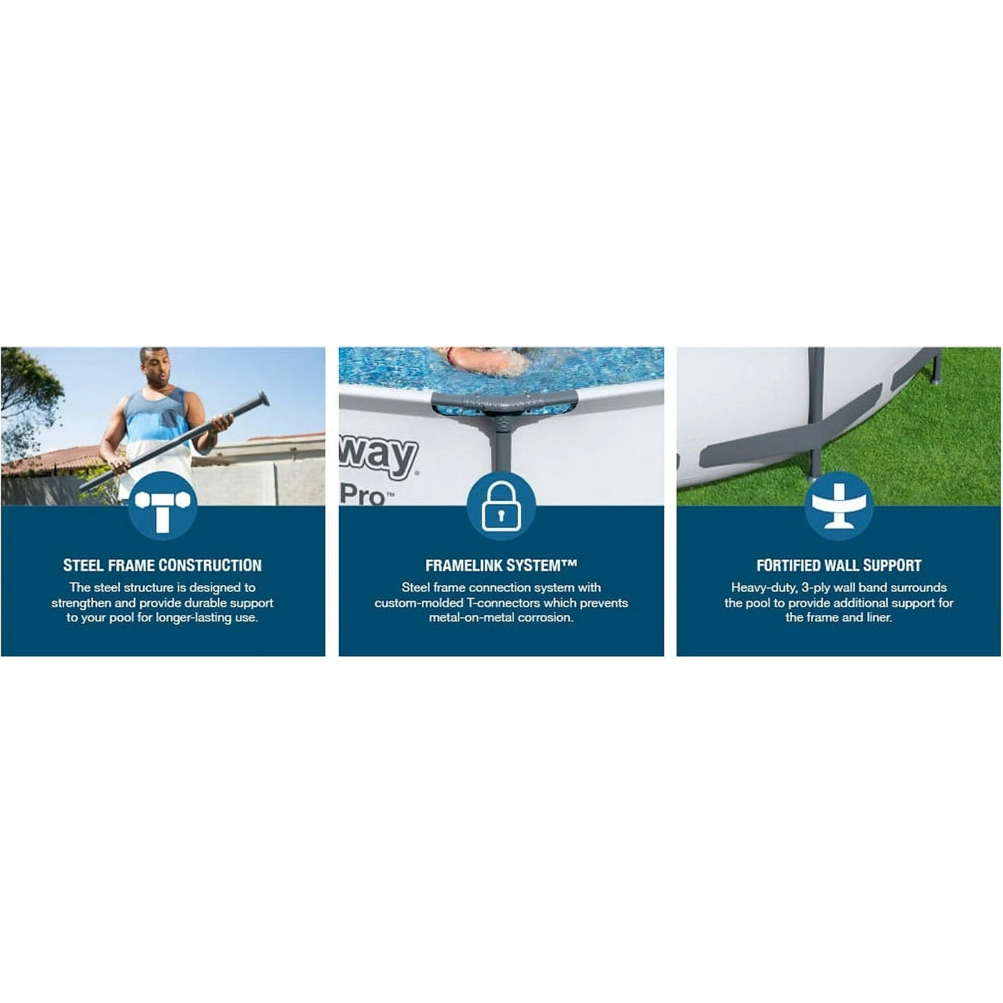 Bestway 56061US 12-Foot by 30-inch Steel Pro Round Frame Swimming Pool Set