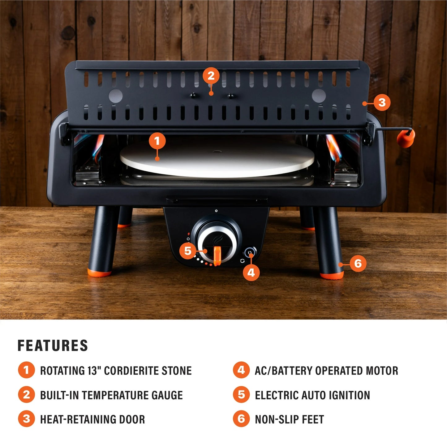 Blackstone Outdoor Tabletop Propane Pizza Oven with 13” Rotating Pizza Stone