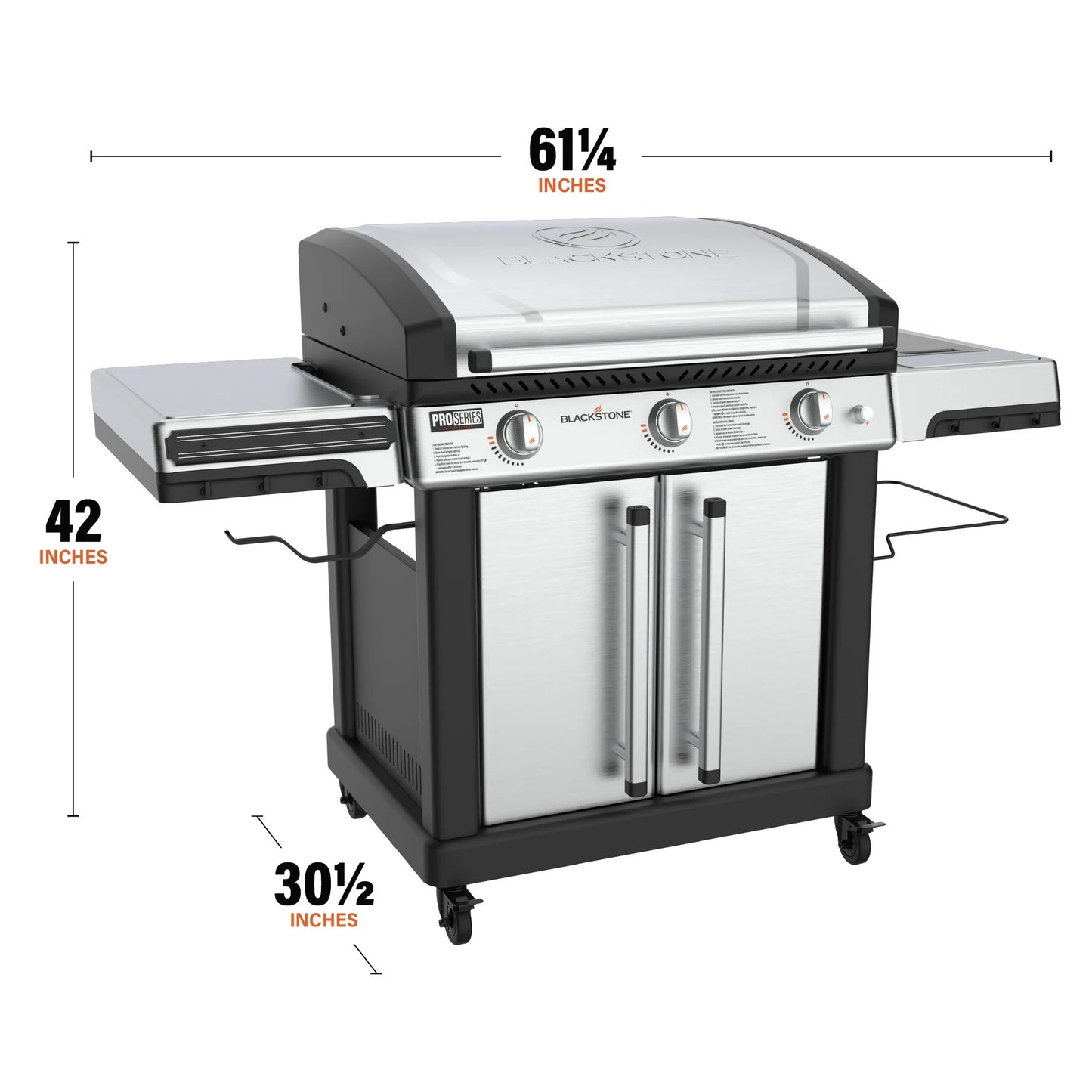 Blackstone ProSeries 3-Burner 28” XL Propane Griddle with Stainless Steel Cabinet and Hood