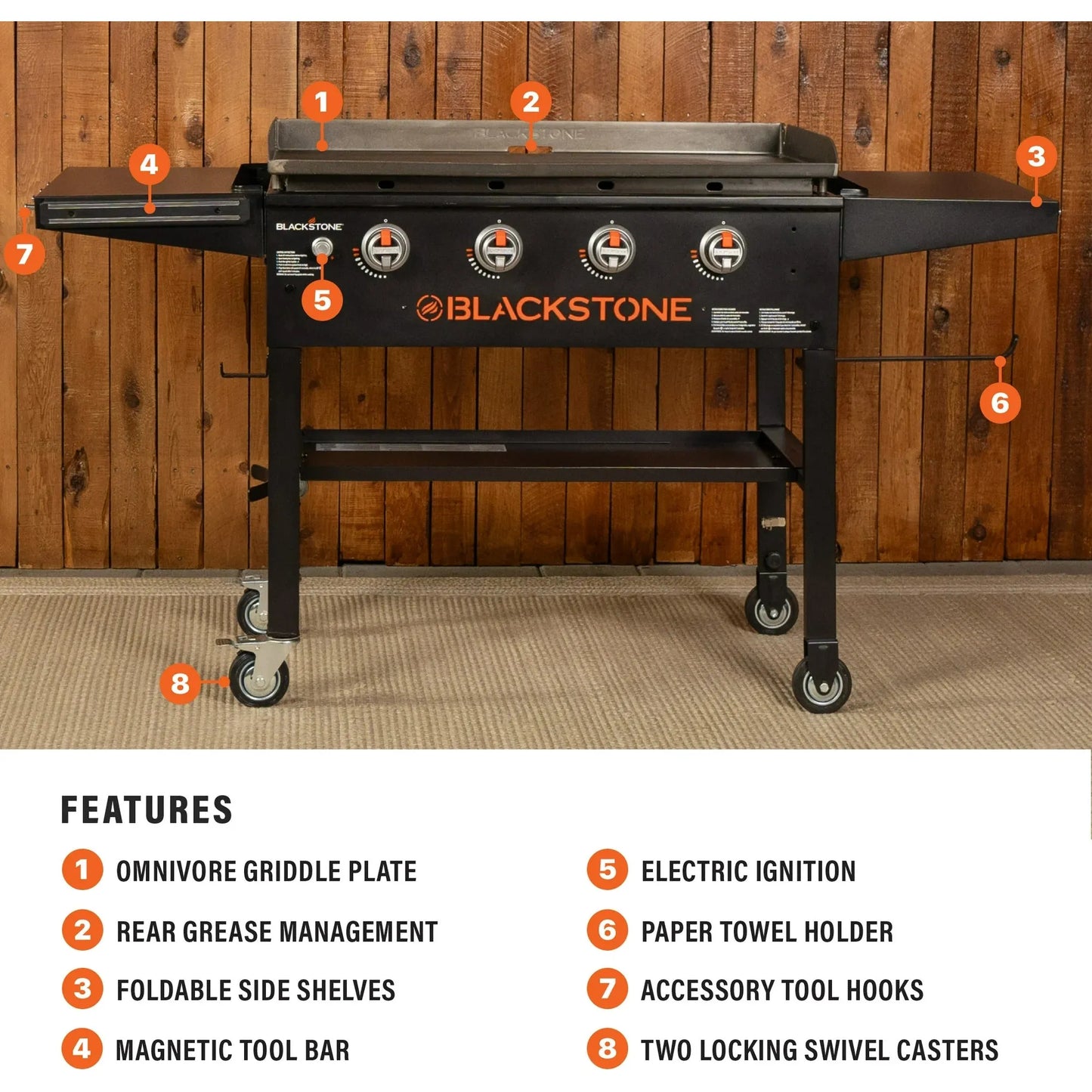 Blackstone Original 4-Burner 36" Propane Omnivore Griddle with Dual Side Shelves