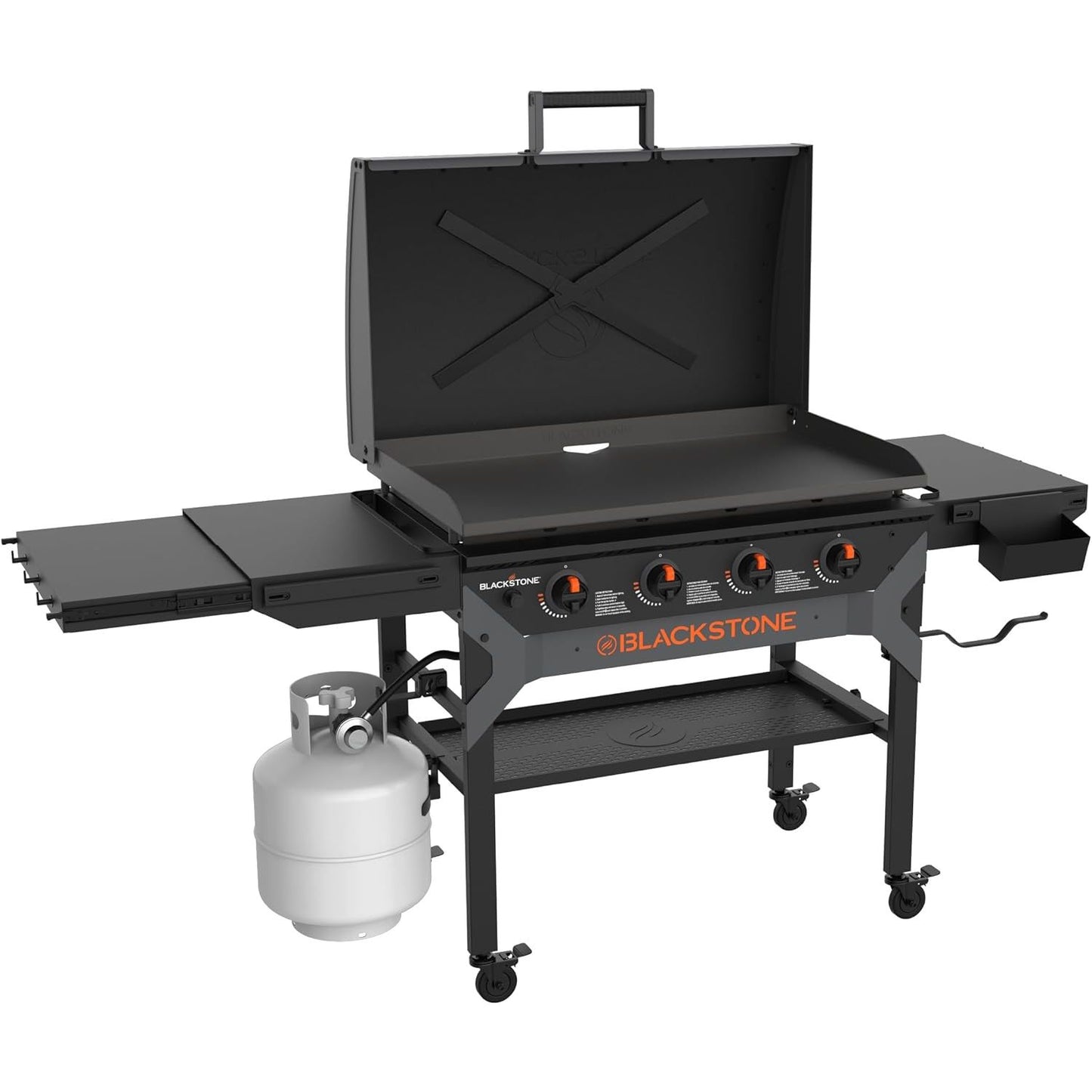Blackstone Iron Forged 4 Burner Liquid Propane Outdoor Griddle with Hood Black