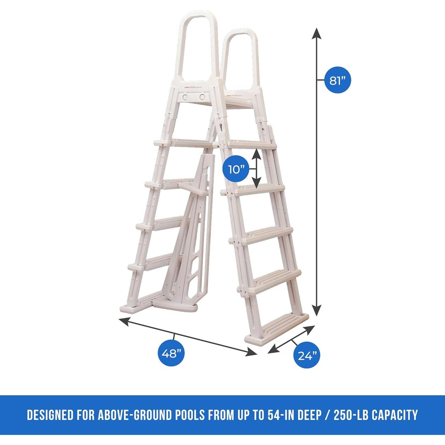 Blue Wave NE1222 A-Frame Flip Up Ladder for Above Ground Pools, White