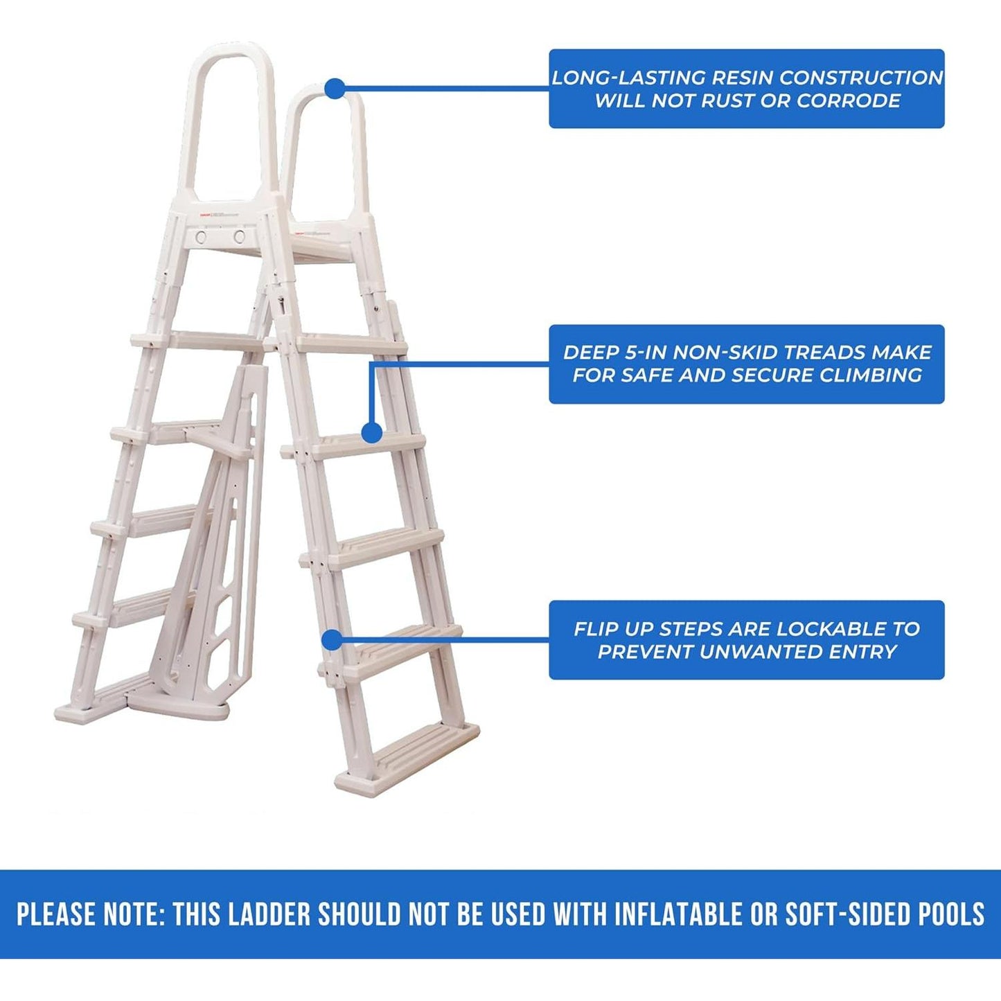 Blue Wave NE1222 A-Frame Flip Up Ladder for Above Ground Pools, White