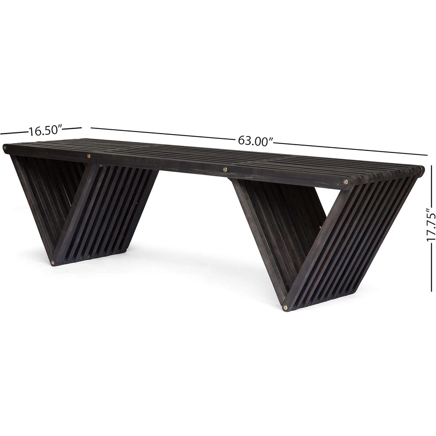 Christopher Knight Home Esme Outdoor Acacia Wood Bench, Dark Gray Finish