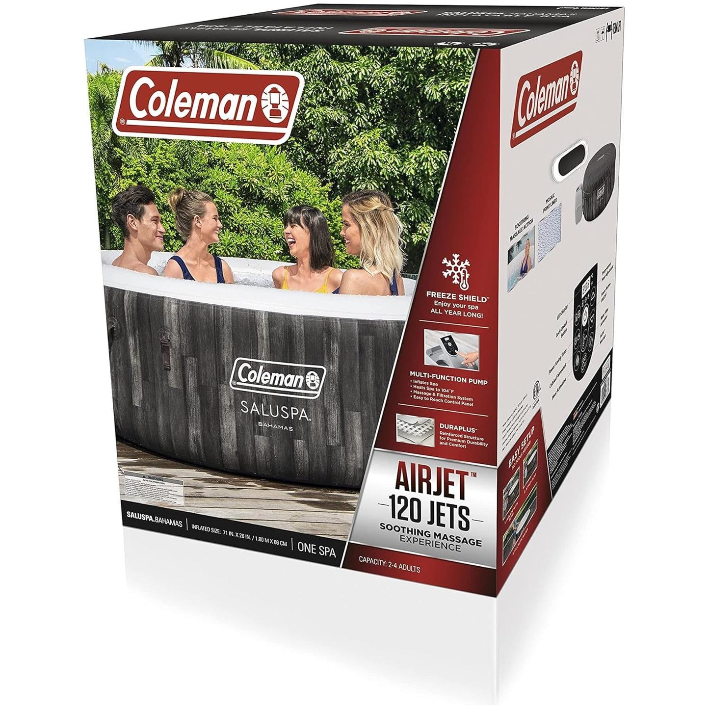 Coleman 90455 SaluSpa Bahamas 71-Inch x 26-Inch 4 Person Outdoor Portable Hot Tub Spa