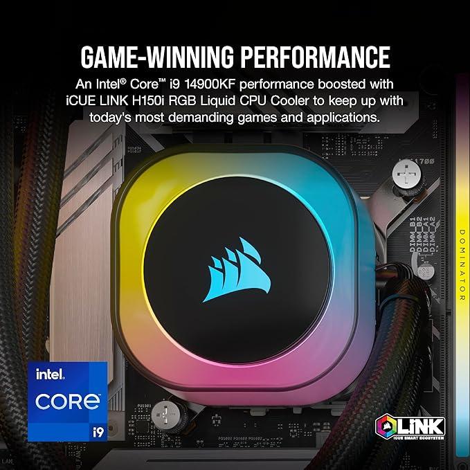 CORSAIR VENGEANCE i8200 iCUE LINK EDITION Gaming PC: Intel Core i9-14900KF, NVIDIA RTX 4090, 64GB DDR5 6000MT/s Memory, 4TB (2x 2TB) M.2 NVMe SSD
