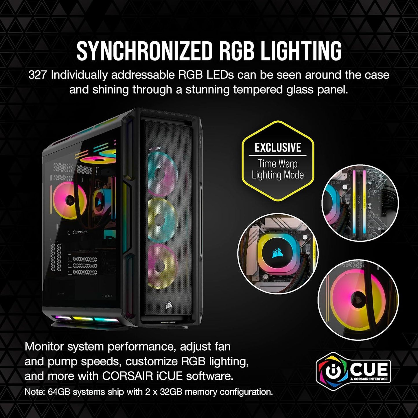 CORSAIR VENGEANCE i8200 iCUE LINK EDITION Gaming PC: Intel Core i9-14900KF, NVIDIA RTX 4090, 64GB DDR5 6000MT/s Memory, 4TB (2x 2TB) M.2 NVMe SSD