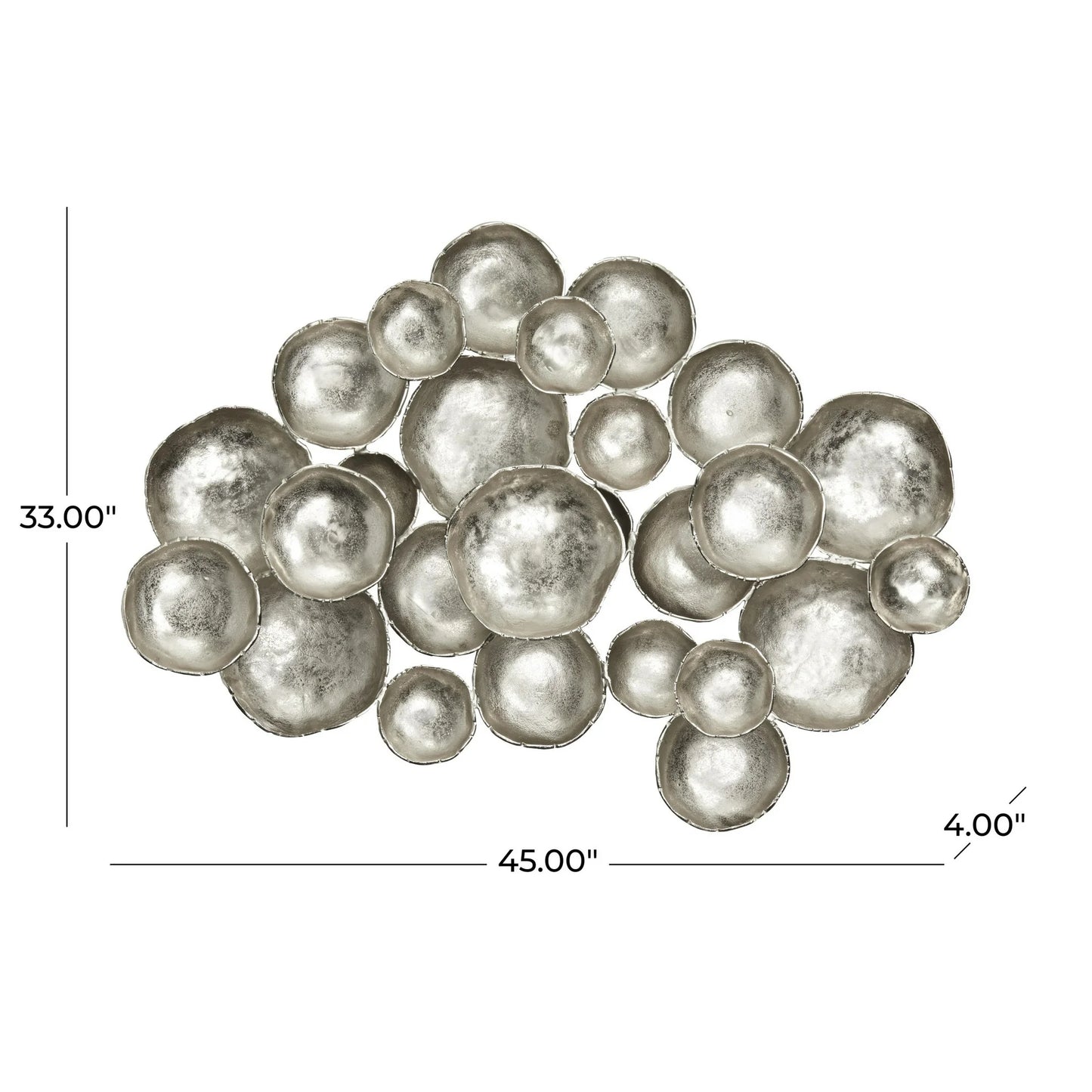 DecMode Silver Aluminum Metal Plate Wall Decor with Uneven Edges