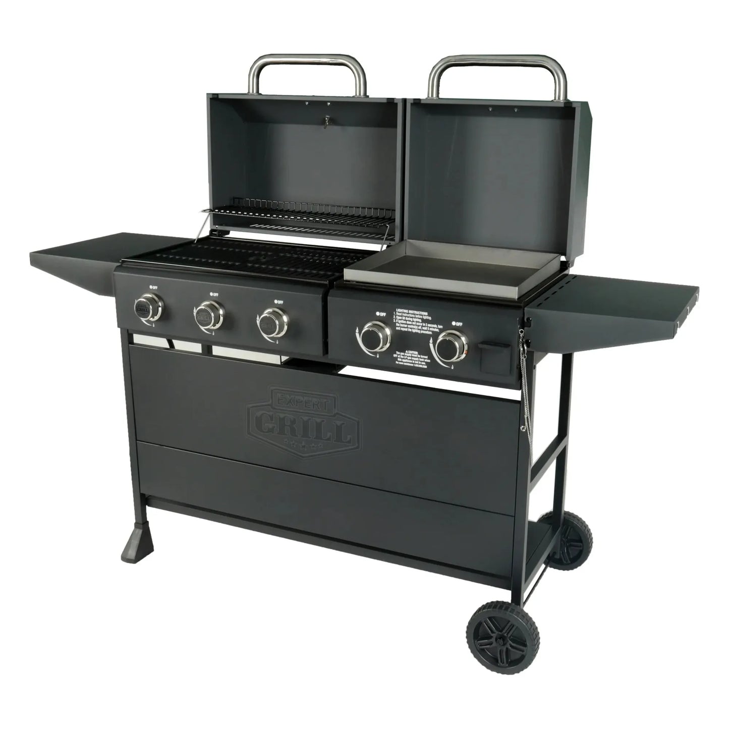 Expert Grill 5-Burner Black Propane Gas Grill and Propane Griddle