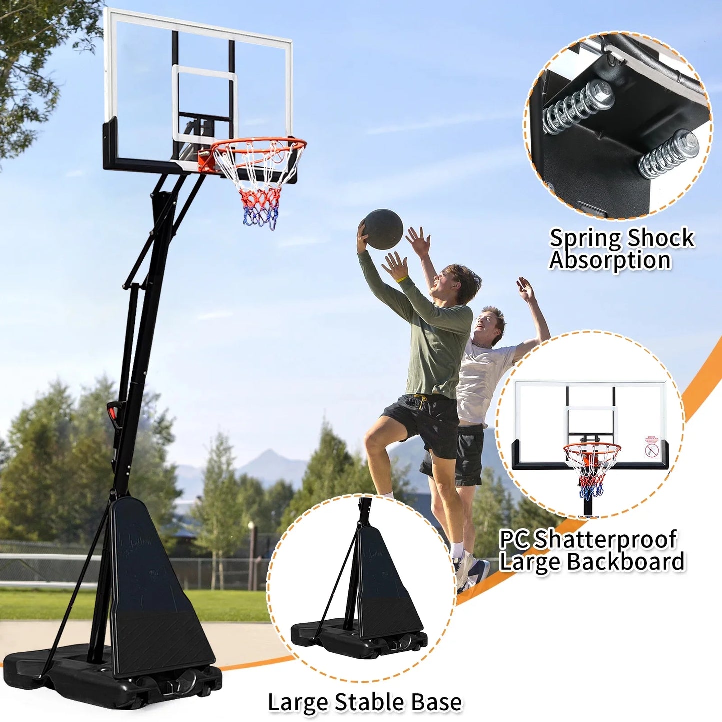 Fenbeli 54 In. Impact Adjustable Portable Basketball Hoop System