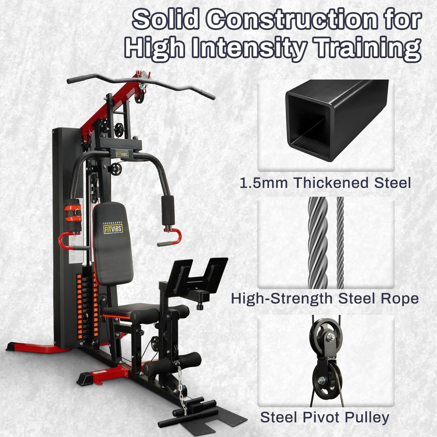 Fitvids LX770 Multifunctional Full Home Gym System Workout Station with 160 Lbs Weight Stack