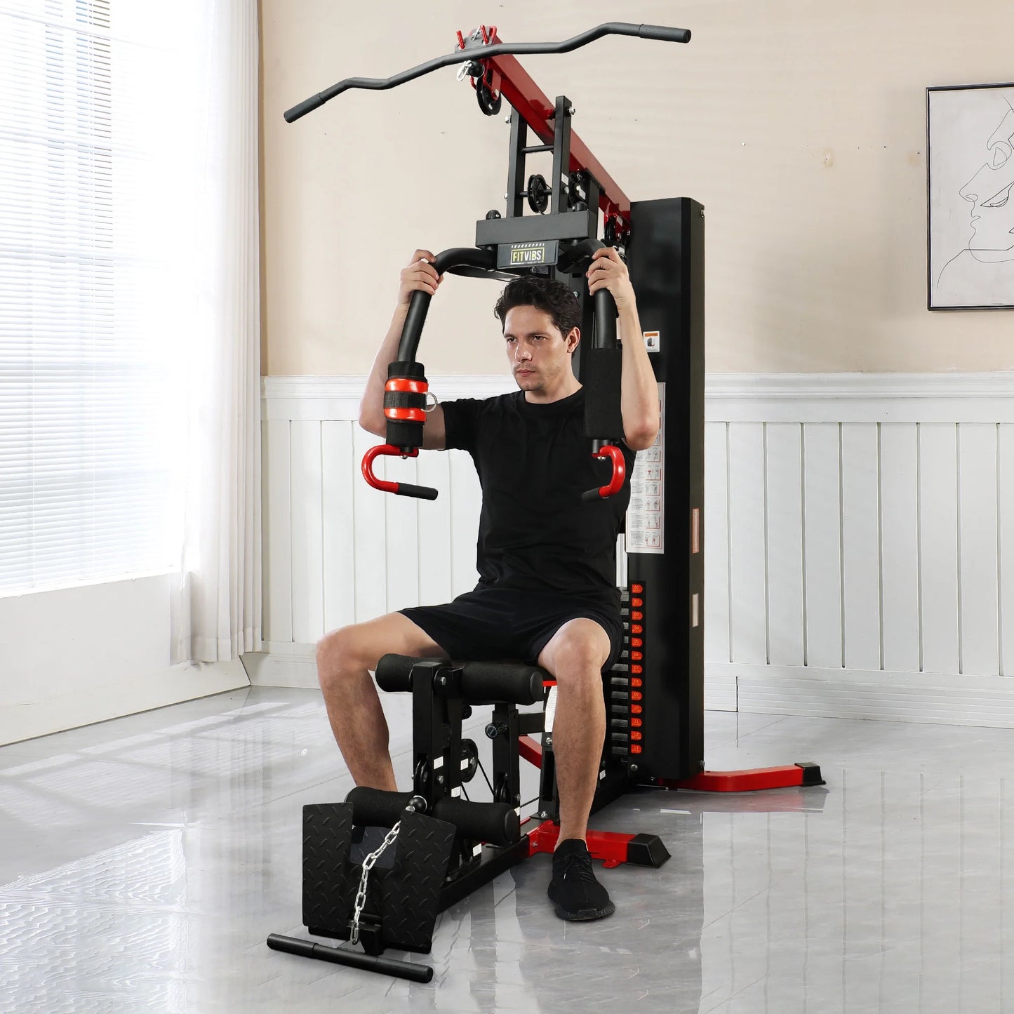 Fitvids LX770 Multifunctional Full Home Gym System Workout Station with 160 Lbs Weight Stack