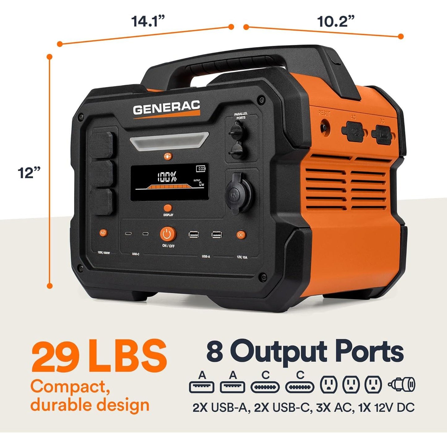 Generac 1086Wh Portable Power Station with Lithium-Ion Battery