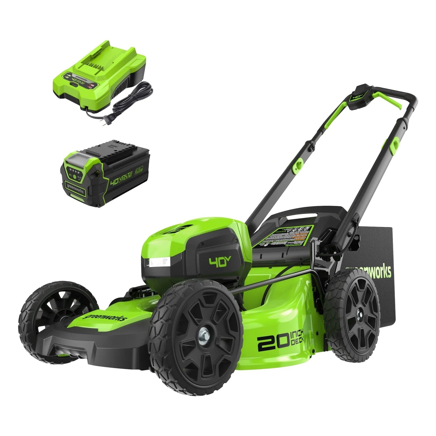 Greenworks 40V 20" Cordless Battery Push Lawn Mower w/ 4.0Ah Battery & 2A Charger MO40L415 Used. Good Condition.