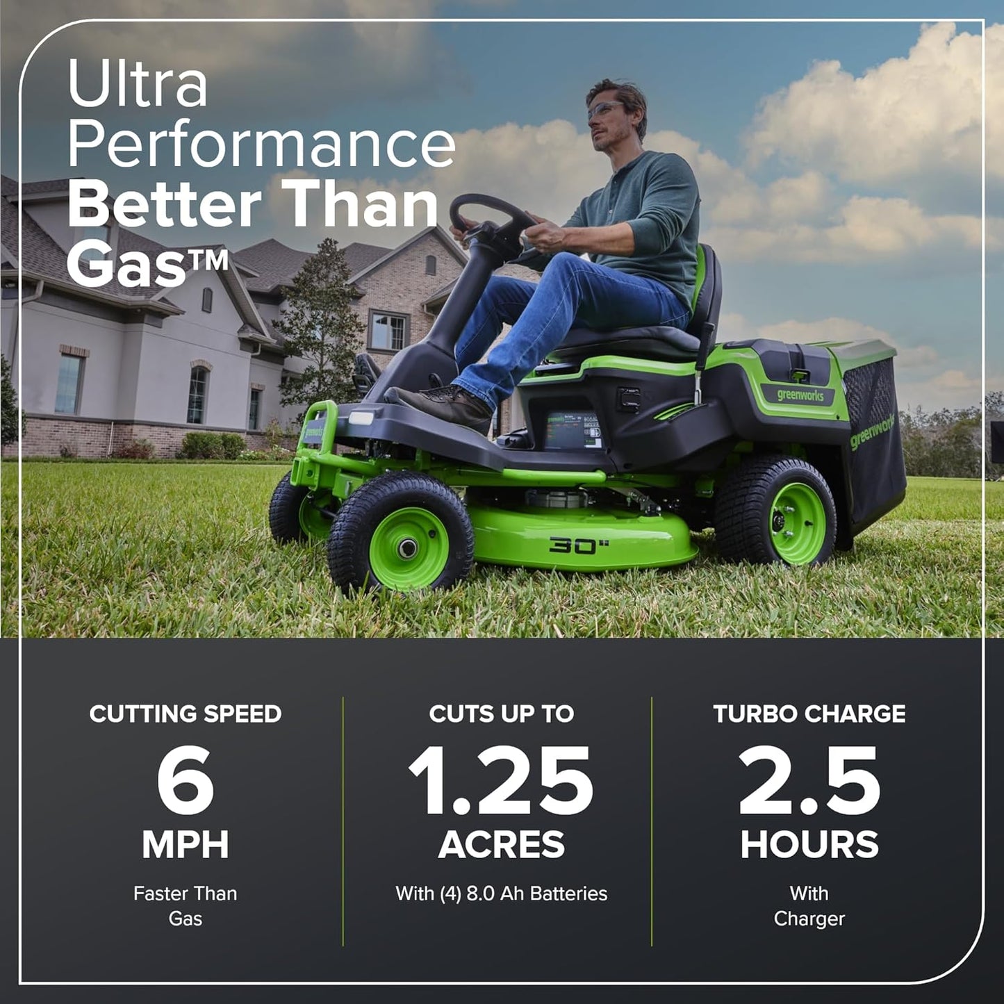 Greenworks 60V 30" CrossoverT Riding Lawn Tractor
