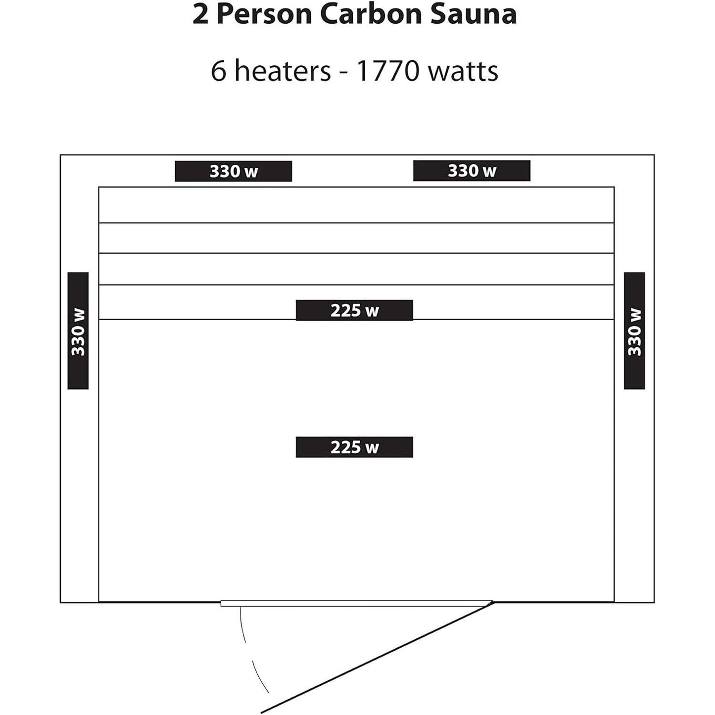 HEATWAVE Radiant Saunas 2-Person Hemlock Infrared Sauna with 6 Carbon Heaters, Chromotherapy Lighting, Oxygen Ionizer