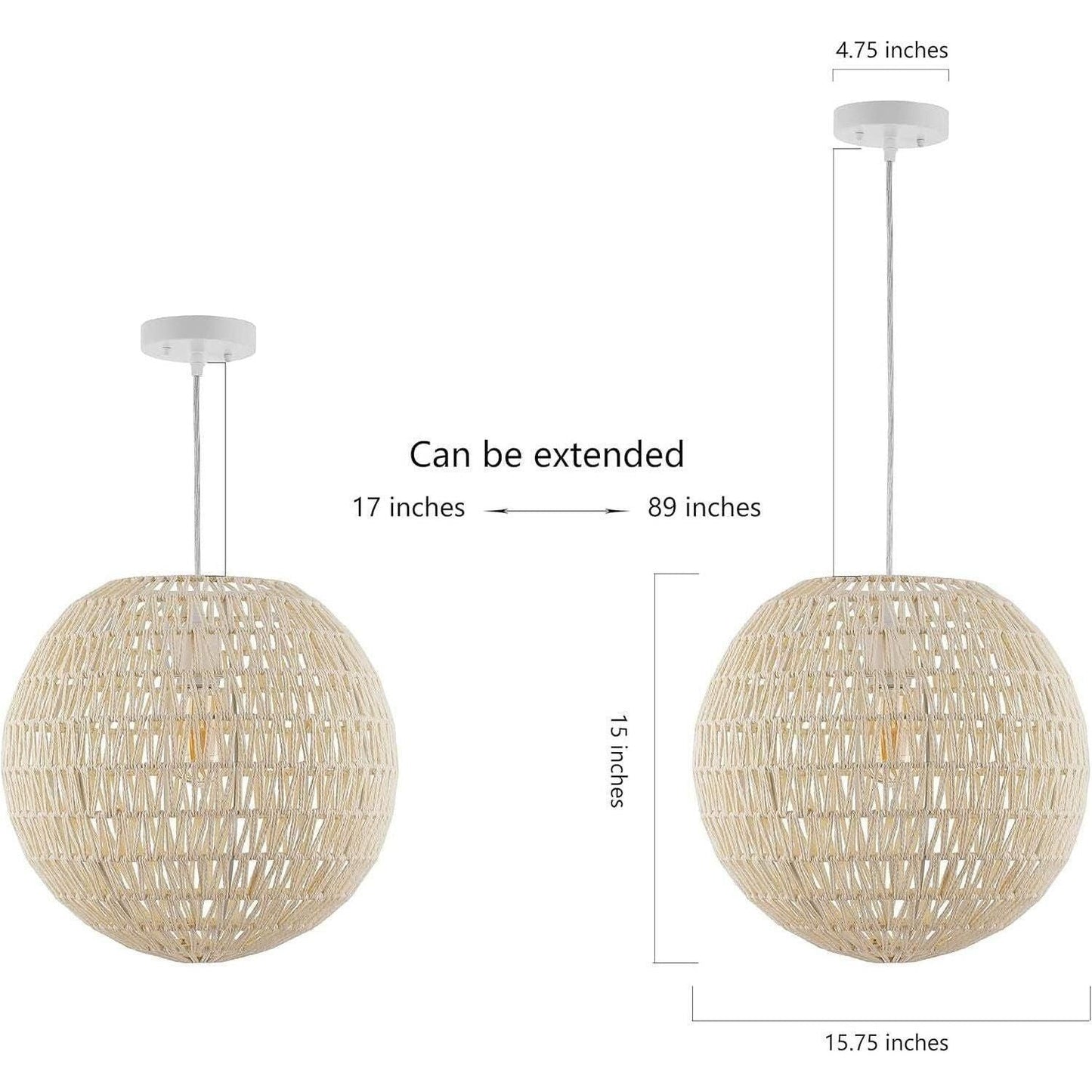 JONATHAN Y JYL6503B Luna 15.75" 1-Light Bohemian Modern Woven Rattan