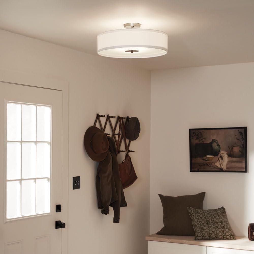 Kichler 42121OZ Semi Flush Drum Pendant Lighting, Bronze 3 -100 Watts Light (20" W x 12" H)