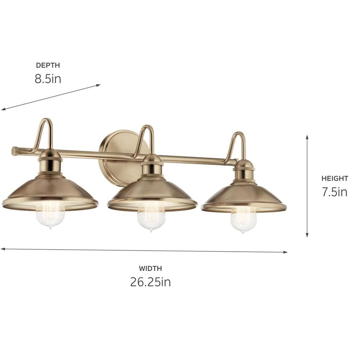 Kichler, Clyde 26.5 inch 3 Light Vanity Light in Champagne Bronze, 45945CPZ. Brand New. Open Box.