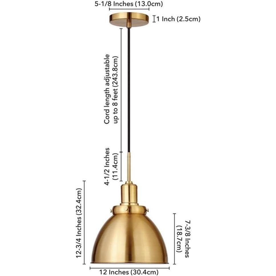 Madison 12" Wide Pendant with Metal Shade in Brass