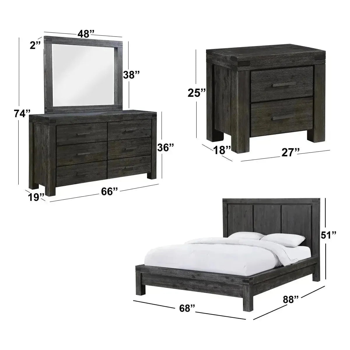 MELLINA 5 Pieces KING BED SET in gray