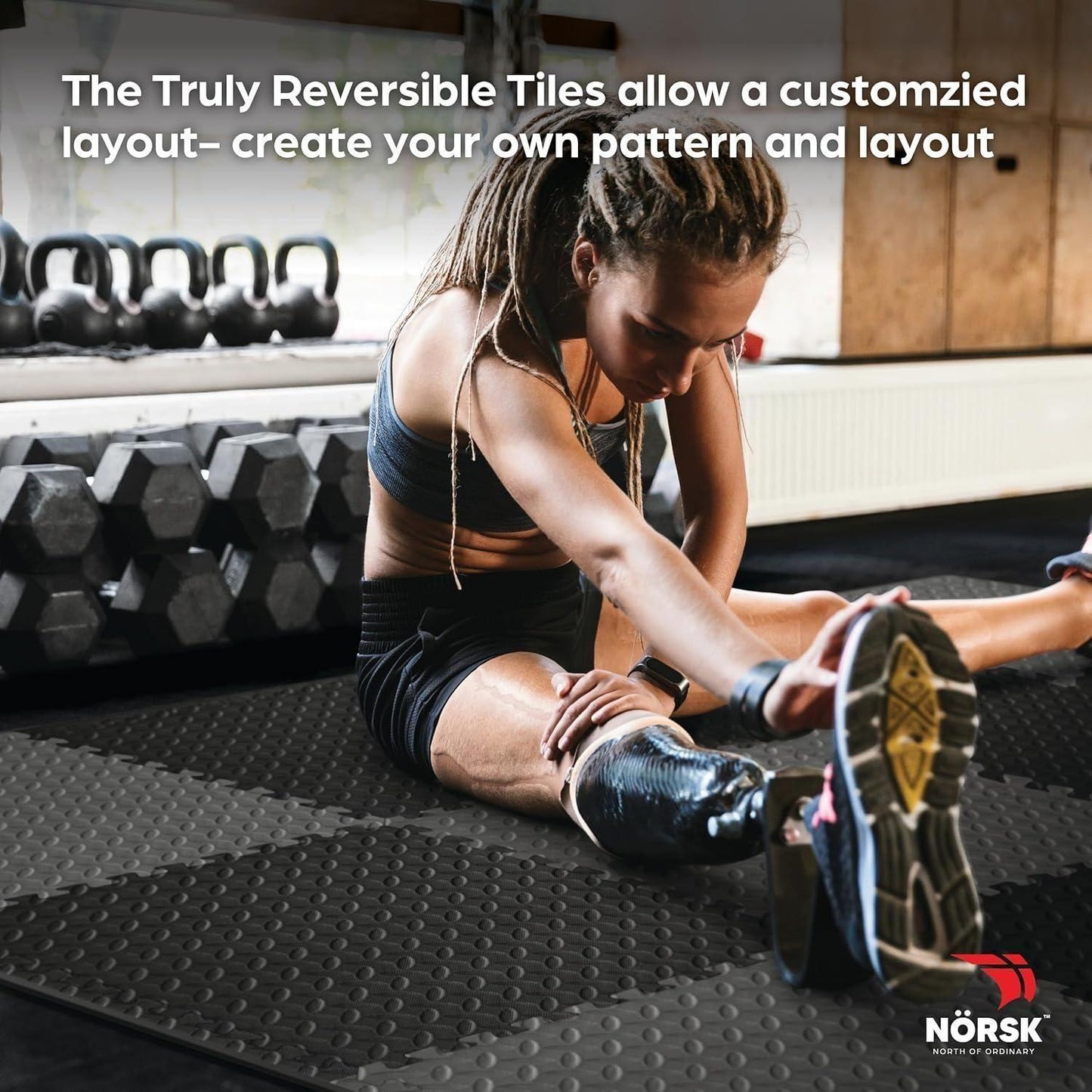 NÖRSK Foam Floor Exercise Mats with Interlocking Tiles, 6-Pack, 24 Square Feet