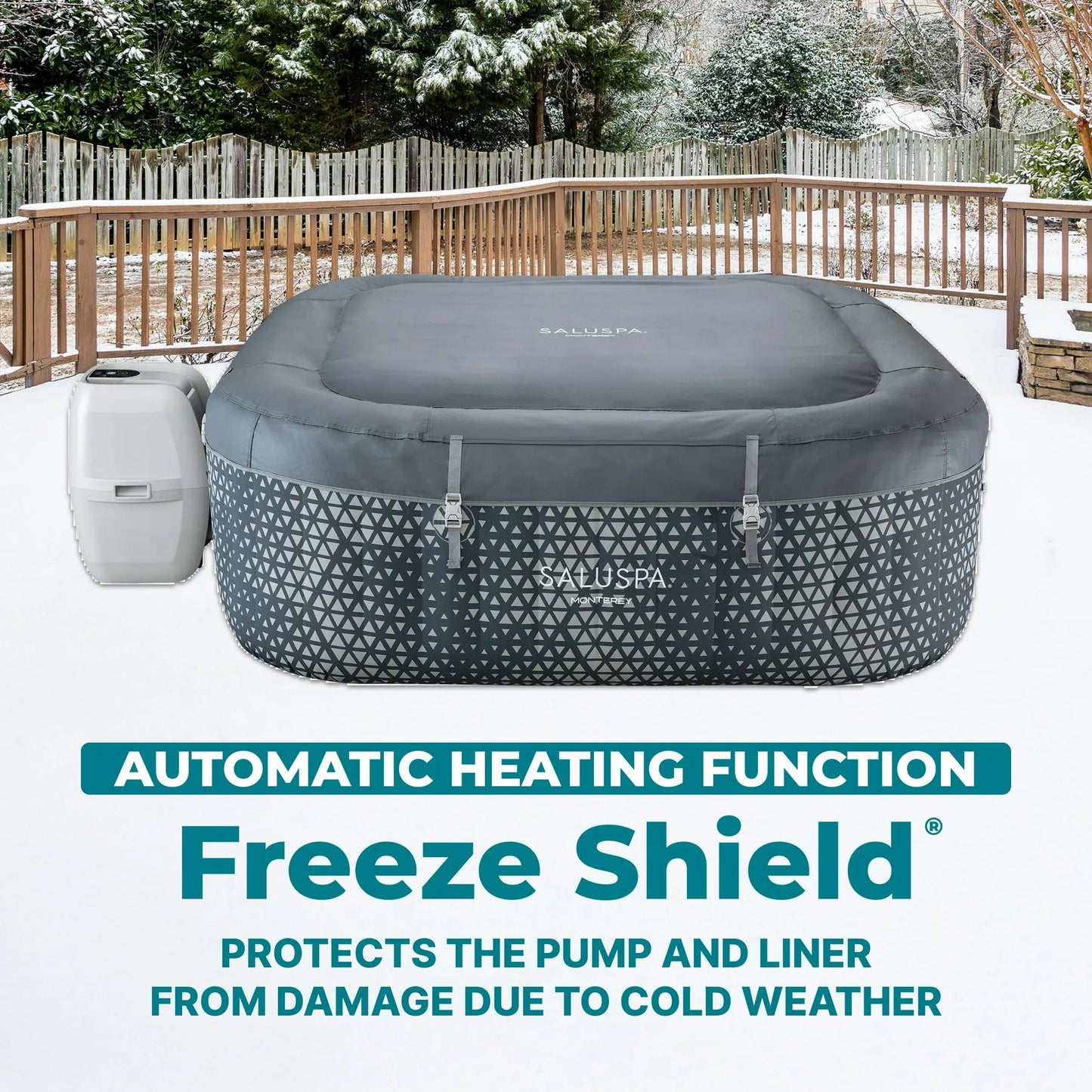 SaluSpa Monterey AirJet Outdoor Inflatable Square Hot Tub 4-6 Person with Pump