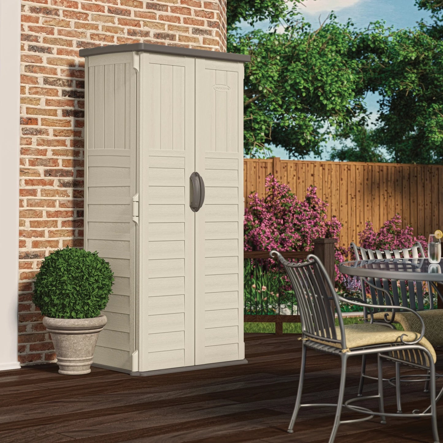 Suncast 22 cu. ft. Weather-Resistant Resin Vertical Outdoor Storage Shed
