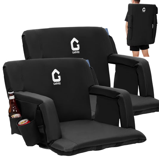 2 Pack Reclining Stadium Seats,Extra Wide Bleacher Seat with Back Support & Padded Cushion