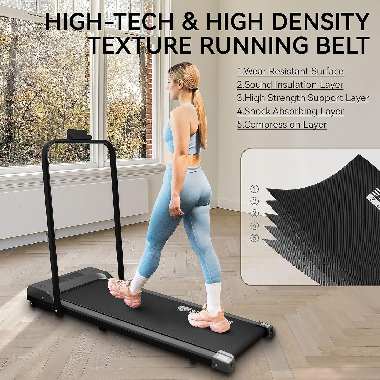 2 in 1 Under Desk Treadmill Walking Machine - Folding Jogging Machine with Remote Control