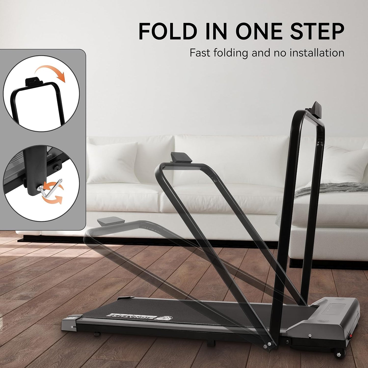 2 in 1 Under Desk Treadmill Walking Machine - Folding Jogging Machine with Remote Control