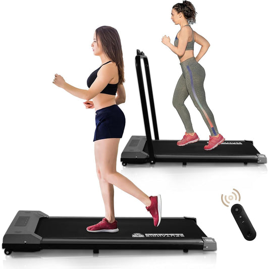 2 in 1 Under Desk Treadmill Walking Machine - Folding Jogging Machine with Remote Control