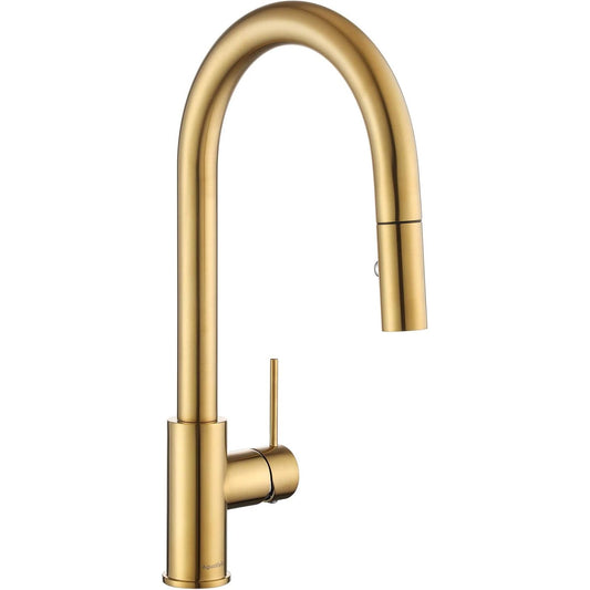 AguaStella AS60BG Brushed Gold Kitchen Sink Faucet with Pull Down Sprayer Single Handle. Brand New, open box