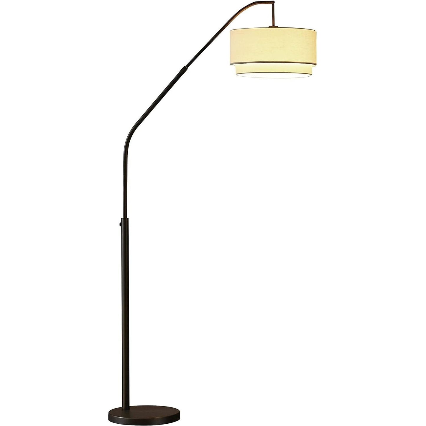 Artiva USA Ariana II extendable LED Double Shade Arched Floor Lamp, Oil Rubbed Bronze, 72-80"