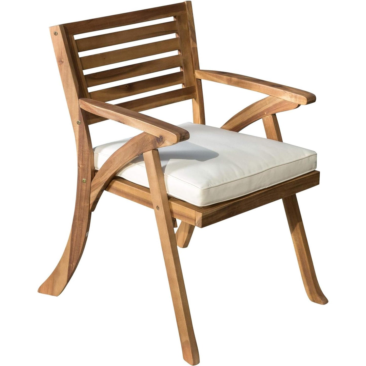 Christopher Knight Home Hermosa Outdoor Acacia Wood Arm Chairs, 2-Pcs Set, Teak Finish / Cream