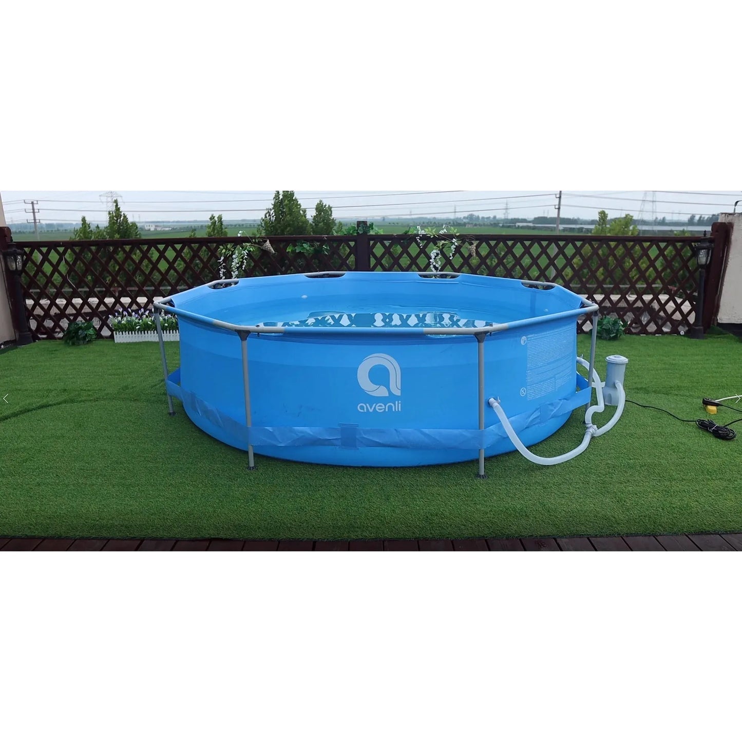 Avenli 15ft x 48in Blue Round Steel Frame Above Ground Swimming Pool with Accessories
