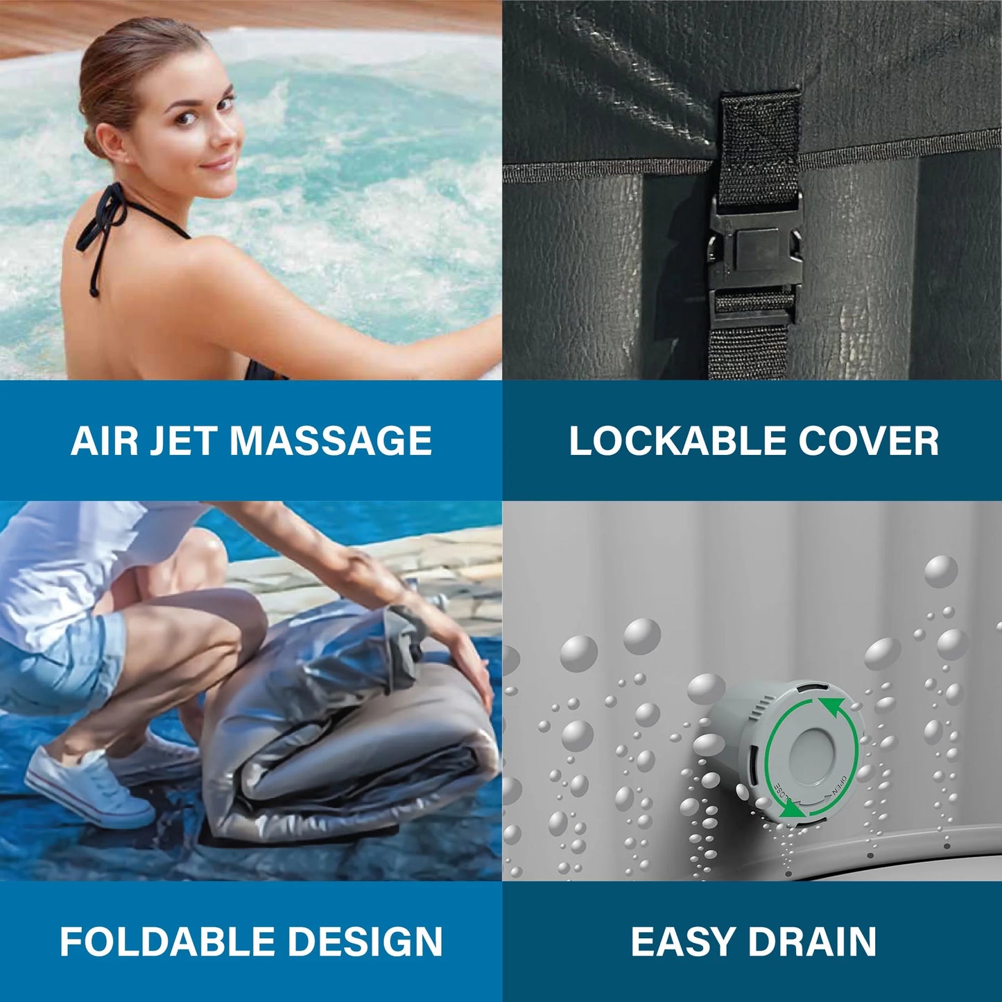Avenli Oslo 4-Person Inflatable Hot Tub Spa + Cover