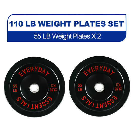 BalanceFrom 110 lb Olympic Rubber Bumper Weight Plate Set with 2” Steel Hub Inserts