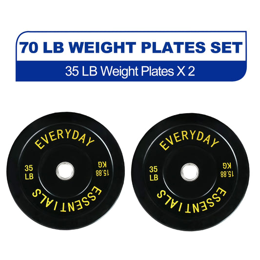 BalanceFrom 70 lb Olympic Rubber Bumper Weight Plate Set with 2” Steel Hub Inserts
