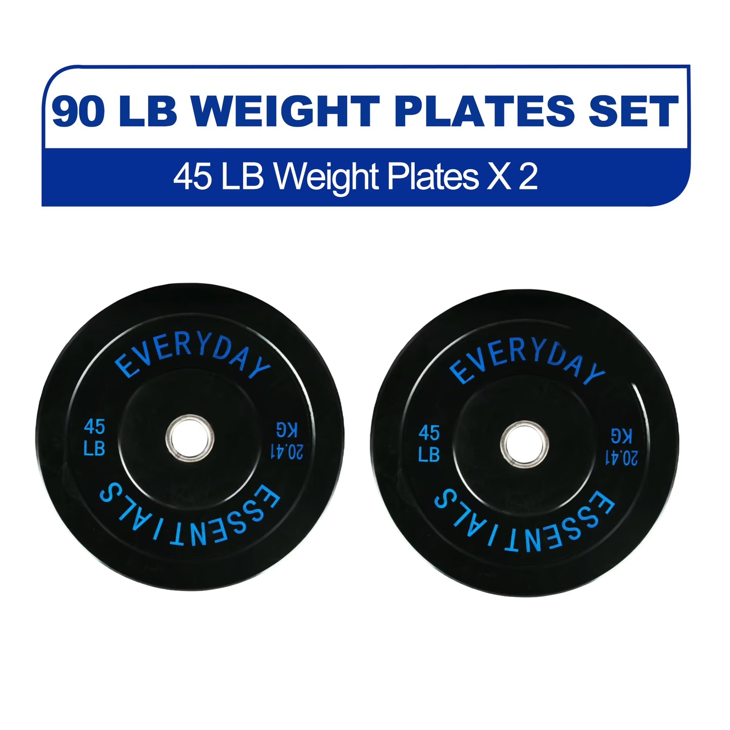 BalanceFrom 90 lb Olympic Rubber Bumper Weight Plate Set with 2” Steel Hub Inserts
