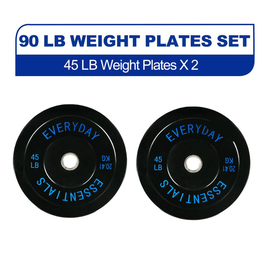 BalanceFrom 90 lb Olympic Rubber Bumper Weight Plate Set with 2” Steel Hub Inserts