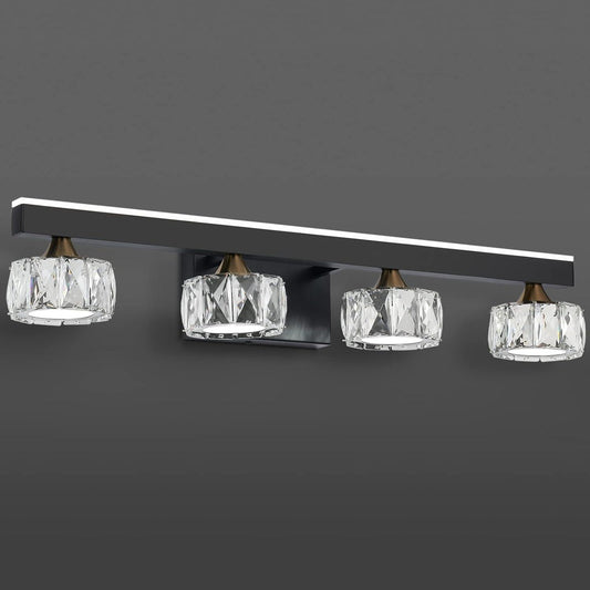 Black Crystal Bathroom Vanity Light Fixtures Over Mirror for Bathroom Lighting (4 Lights)